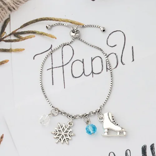 Vista 3 de UJIMS Pulsera con dije de hielo, regalo para amantes del anime, regalo de patinaje artístico para mejores amigos, amantes del patinaje, regalos