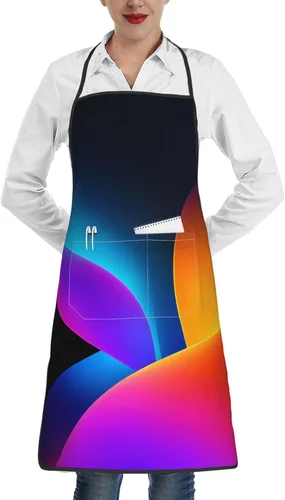 Vista 8 de Dark Minimalist Vivid Colors Shapes Apron For Men Women, Cooking Kitchen Chef Apron With Pockets
