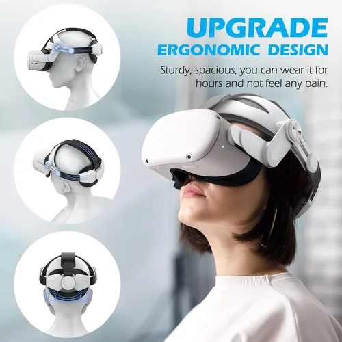 Vista 4 de YOGES Head Strap Compatible with Oculus Quest 2, Comfortable Skin-Friendly PU Surface, Adjustable & Lightweight Elite Strap Accessories, Enhanced