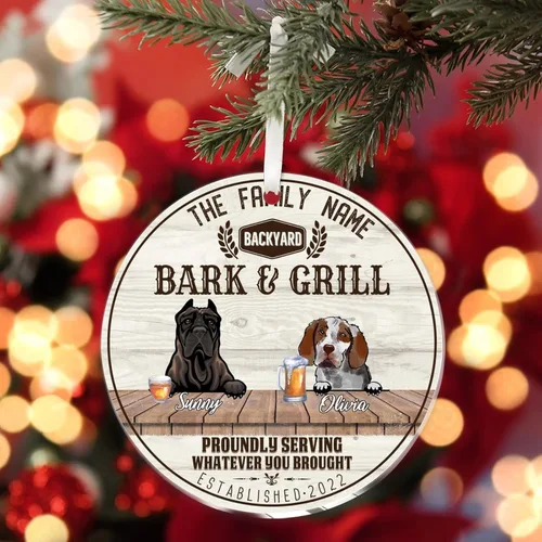 Vista 7 de SILYHEART Presa Canario & Welsh Hound Christmas Acrylic Ornaments Pet Dog Ceramic Christmas Keepsake Family Dog Name Funny Craft Hanging Ornaments