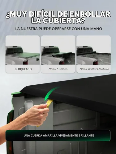 Vista 7 de YHTAUTO Cubierta enrollable suave de 5 pies para Toyota Tacoma 2005-2015