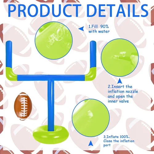Vista 3 de Zhanmai Inflatable Jumbo Football Set Inflatable Football Goal Post with Beach Ball Target Goal Post Ball or Outdoor Sport Summer Beach Pool Party