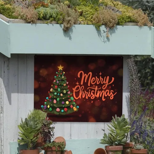 Vista 8 de Vintage Merry Christmas Metal Tin Plaque Sign, 12X16 Inch Retro Wall Art Print Poster Signs,Retro Oil Painting Styles, Ideal For Festive Home