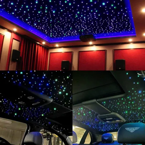 Vista 2 de Twinkle Starlight Headliner Light, 16W 1000pcs 9.8ft Kit de Luz LED de Fibra Óptica para Techo con Estrellas APP/Control Remoto