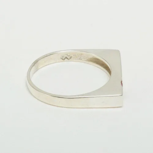 Vista 4 de Anillo solitario de plata de ley 925 con rubí auténtico para hombre