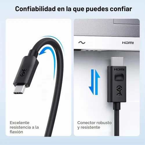 Vista 7 de Cable Matters Cable USB C a HDMI 2.1 unidireccional, 3 pies, negro