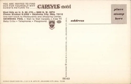 Vista 2 de Carlyle Motel Oklahoma City, Oklahoma OK Original Vintage Postcard