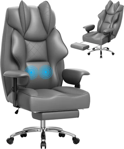 Vista 8 de Homall Silla de oficina de masaje grande y alta, silla de escritorio ergonómica reclinable con respaldo alto y reposabrazos acolchados ajustables