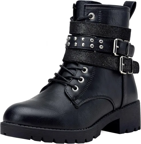 Vista 11 de Vepose Women's 916 Ankle Boots, Combat Lace up Short Booties with Inside Zipper