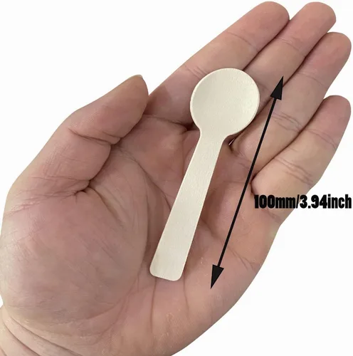 Vista 2 de 200 mini cucharas de madera de 4 pulgadas, madera de abedul compostable biodegradable, cucharas desechables de grado alimenticio, cubiertos