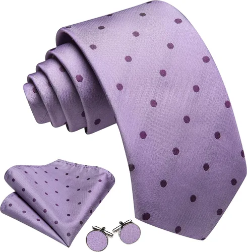 Vista 55 de Barry.Wang Corbatas de seda para hombre, diseño de lunares, gemelos cuadrados de bolsillo, gemelos para negocios, boda