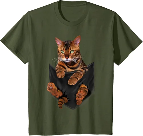 Vista 10 de Camiseta de bolsillo con estampado de tigre y gato Negro