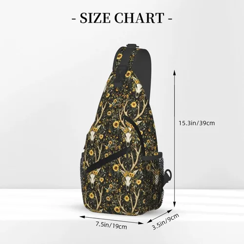 Vista 2 de Small Crossbody Bags for Women Men - Vintage Sunflower Deer Skull Print Adjustable Shoulder Bag Fanny Packs Belt Sling Bag Crossbody Purses Backpack