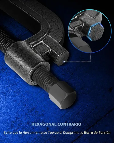 Vista 6 de Herramienta de descarga de barra de torsión OMT, herramienta clave de torsión Torsion Bar Tool with C Frame and 0.9" Dia Threaded Rod Compatible