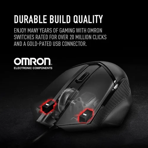 Vista 4 de MSI Clutch GM20 Elite - Mouse para juegos 6400 DPI interruptor OMRON de 20 M clics sensor óptico pesas ajustables diseño ergonómico de mano derecha