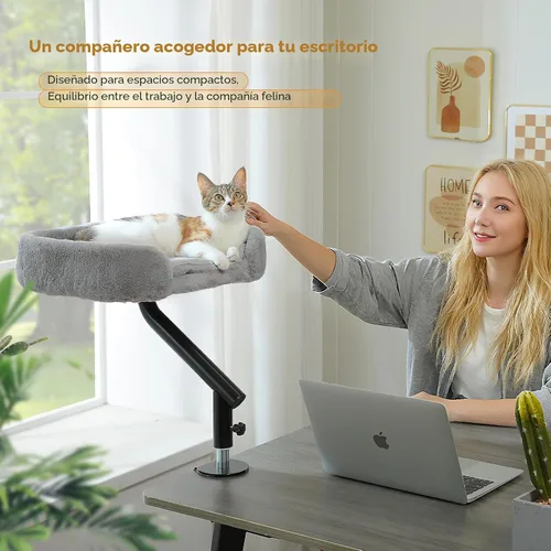 Vista 7 de PAWZ Road Cama de escritorio para gatos, rotación de 360°, soporta hasta 50 Gris