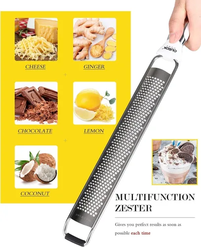 Vista 6 de Ourokhome Rallador rotativo Limón Zester - Rallador de queso de acero inoxidable para frutas, verduras, limón, cirtus