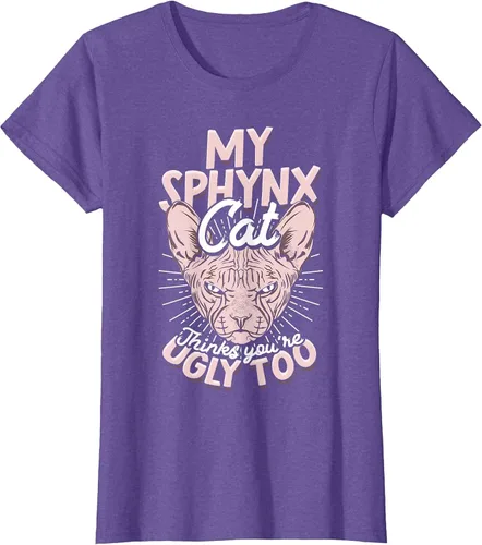 Vista 7 de My Sphynx Cat Thinks You're Ugly Too Pet Hairless Cat Sphynx T-Shirt Asphalt Grey