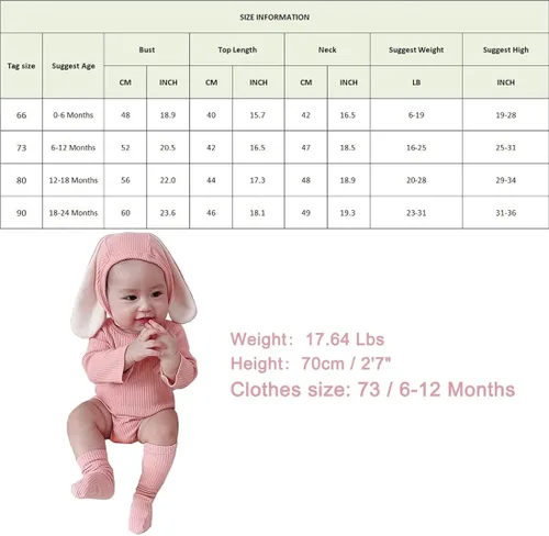 Vista 6 de AGQT Babys Bunny Costume Easter Halloween Outfit Set Size 0-24 Months