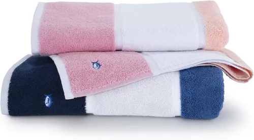 Vista 2 de Southern Tide Home Performance Stripe Coral Toalla de baño