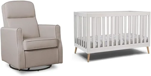 Vista 13 de Delta Children Blair Slim Nursery Glider - Silla mecedora giratoria color carbón