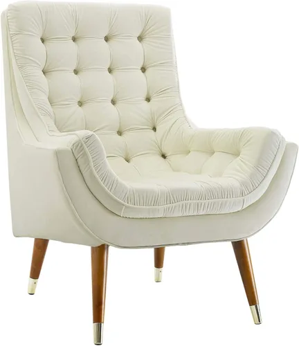 Vista 11 de Modway EEI-3001-BRN - Silla de salón tapizada de terciopelo con botones, color marrón
