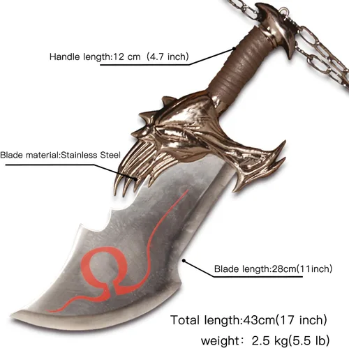 Vista 2 de ACTASITEMS Cuchillas de metal Kratos del caos, accesorios de cosplay de guerra, un juego de dos con espadas de hoja