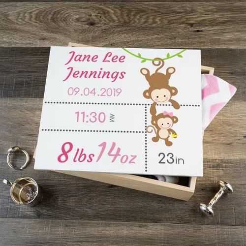 Vista 14 de DIBSIES Caja de recuerdos personalizada para bebé (grande, elefantes azules)