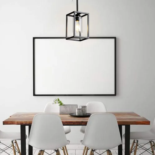 Vista 2 de XILICON Candelabro de Vestíbulo de 1 Luz Negro de Granja para Comedor Accesorios de Iluminación Colgantes de Techo para Entrada de Vestíbulo