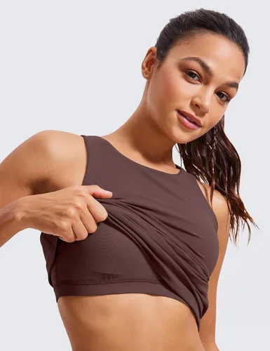 Vista 3 de CRZ YOGA Butterluxe - Camiseta sin mangas de cuello alto con espalda cruzada para mujer, con brasier integrado, para entrenamiento, yoga, atlética