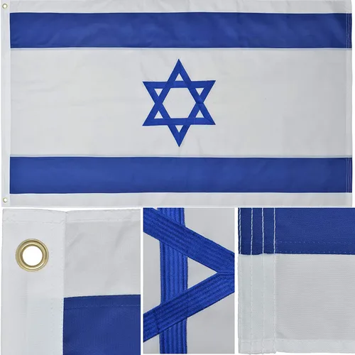 Vista 5 de Bandera de Israel de 3 x 5 pies 210D de nailon bordada de alta calidad para exteriores