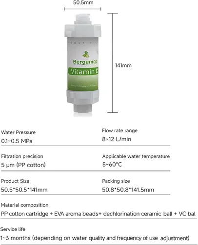 Vista 7 de Filtro de ducha de vitamina C para filtro de agua dura, cartucho de repuesto para ducha, quitar cloro, fluoruro, metales pesados, mejora