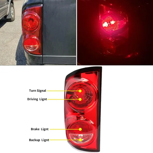 Vista 3 de HECASA Luz trasera compatible con Dodge Ram 1500/2500/3500 2007-2009 Pickup Conjunto de lámpara trasera de repuesto izquierdo para 55277303AB
