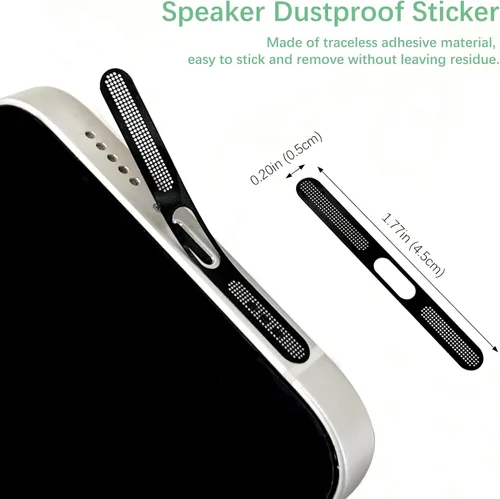 Vista 3 de Paquete de 4 cubiertas antipolvo USB-C con malla de altavoz, enchufe de puerto de carga tipo C y protector de audio para iPhone serie 15/16 (negro)