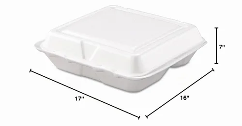 Vista 4 de Dart 80HT3R Sm 3 Comp - Contenedor de espuma con bisagras, 8 pulgadas (caja de 200)