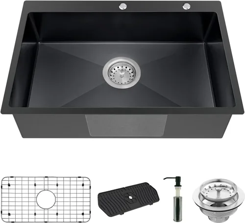 Vista 9 de Fregadero de cocina y bar, fregadero de cocina de acero inoxidable de 15 x 17 pulgadas de empotrar, fregadero de bar moderno de un solo tazón