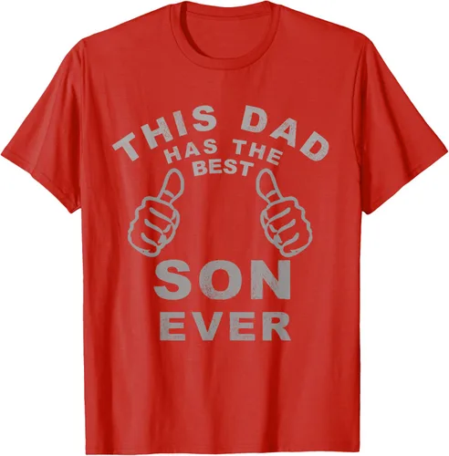 Vista 43 de Camiseta con texto en inglés "This Dad Has the Best Son Ever", regalo del día del padre, Negro
