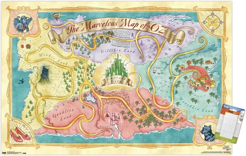 Vista 12 de The Wizard Of Oz - Póster de pared de mapa, 22.4 pulgadas de largo x 14.7 pulgadas de ancho, versión enmarcada de madera de granero