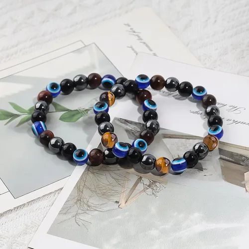 Vista 17 de Triple Protection Bracelet, CARPDIM Evil Eye bracelet and Black Obsidian evil eye Beads Bracelet for Men Women Healing Bracelets Bring Good Luck