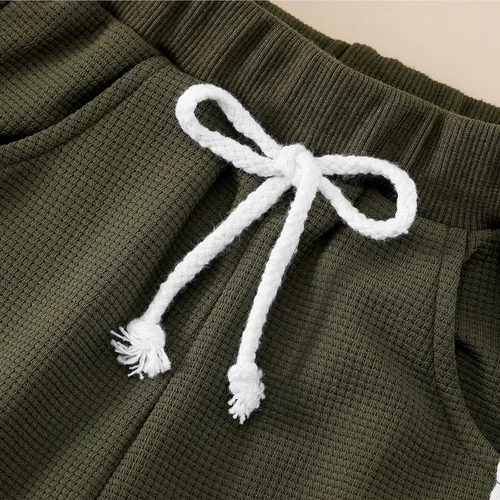 Vista 7 de Conjunto de ropa de otoño para niño pequeño, sudadera con cuello redondo y pantalones a rayas