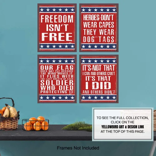 Vista 7 de Juego de decoración patriótica para pared, arte de pared con bandera estadounidense, decoración militar, regalo para veteranos, cuerpos de marina
