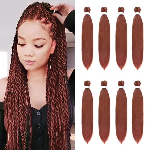 Vista 16 de 8 paquetes de extensiones preestiradas - 16 pulgadas de cabello trenzado premium, 55G/paquete, sin picazón, fijación en agua caliente, textura Perm