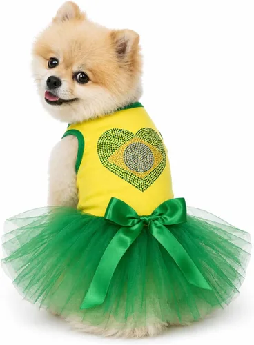 Vista 7 de petitebella cachorro perro ropa nacional corazón tema mascota vestido, XS, Australia