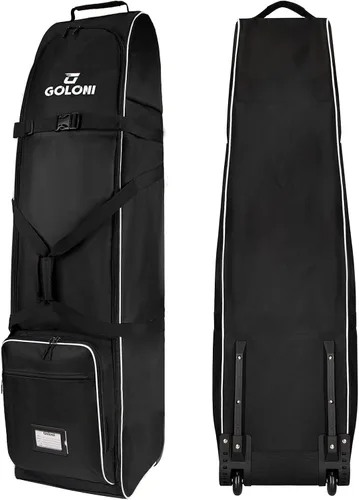 Vista 8 de Goloni Bolsa de viaje de golf con ruedas para aerolíneas, funda de viaje resistente al agua para viajes aéreos, equipaje de golf plegable portátil