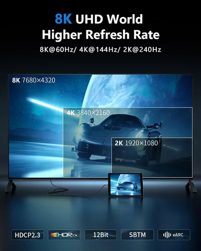 Vista 7 de PRO USB tipo C HDMI 8K compatible con RedMagic 11 Pro +100 W Cable de soporte de alimentación a Full 8k 7680x4320@30Hz/4k 2160p @60Hz