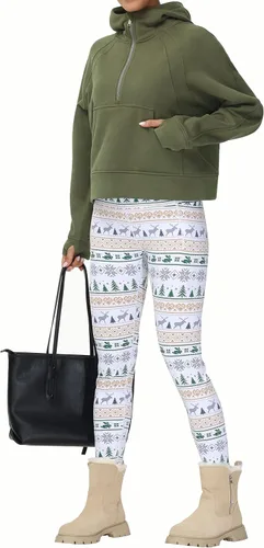 Vista 6 de Tmustobe Sudaderas con capucha de media cremallera para mujer, de manga larga, con forro polar, sin botones, con bolsillo