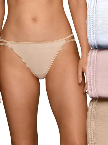 Vista 109 de Vanity Fair Bragas de bikini con tira para mujer, Illumination, con elástico sedoso y ribete de satén Paquete de 3 Negro (Midnight Black)