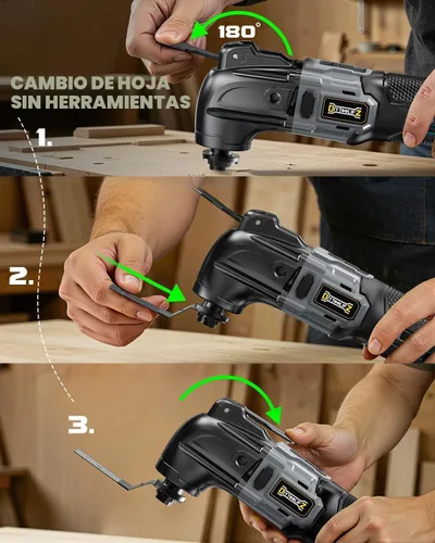 Vista 4 de Herramienta Oscilante Inalámbrica para Batería Dewalt de 20V, Herramienta de Motor sin Escobillas de 6 Velocidades Variables, Kit de Múltiples