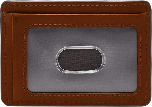 Vista 2 de Fossil Cartera minimalista de cuero para hombre con bolsillo frontal