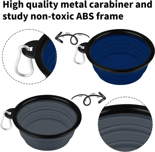 Vista 19 de COOYOO Cuenco plegable para perros, paquete de 2 cuencos plegables para agua para perros y gatos, plato portátil para alimentación de mascotas